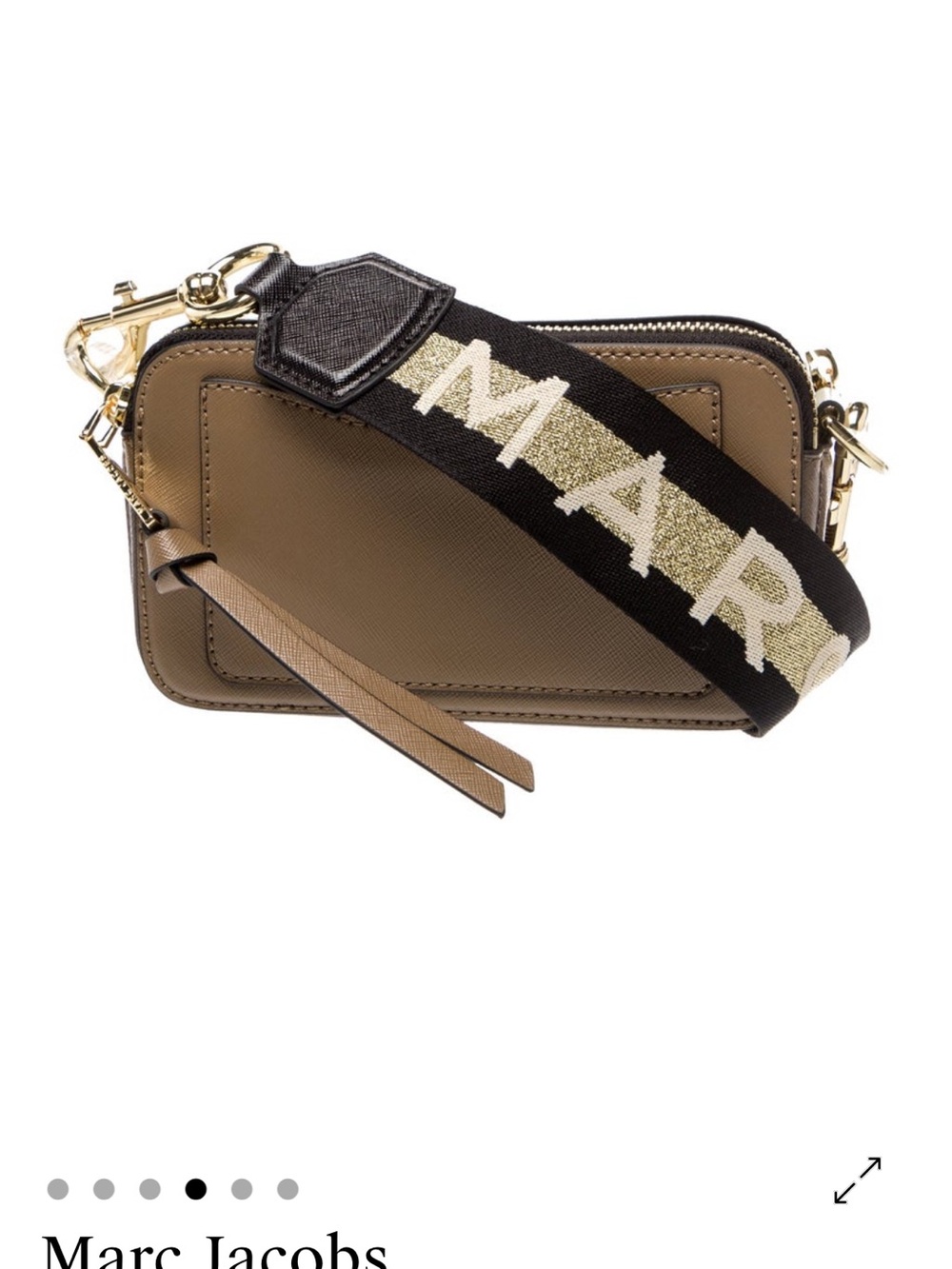 Marc Jacobs Olive Leather Crossbody Camera Bag with Branded Black Strap